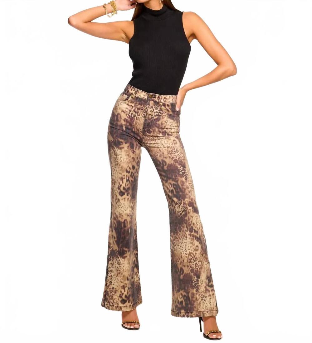 NEW RAMY BROOK printed tyra high waisted flare jean in leopard denim